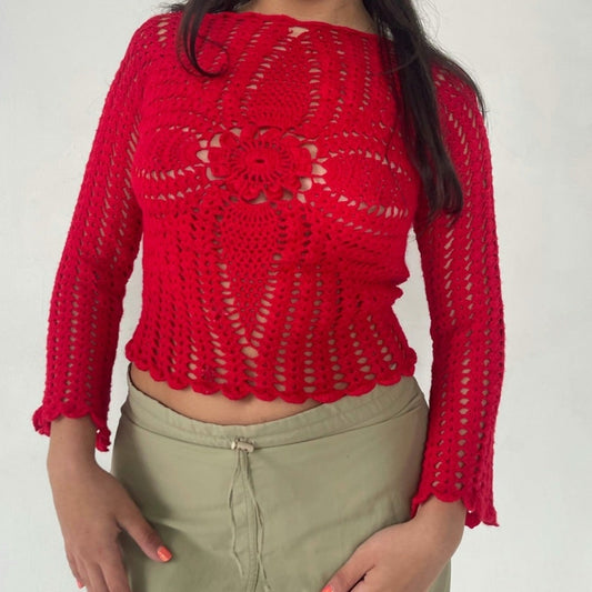 red crochet top