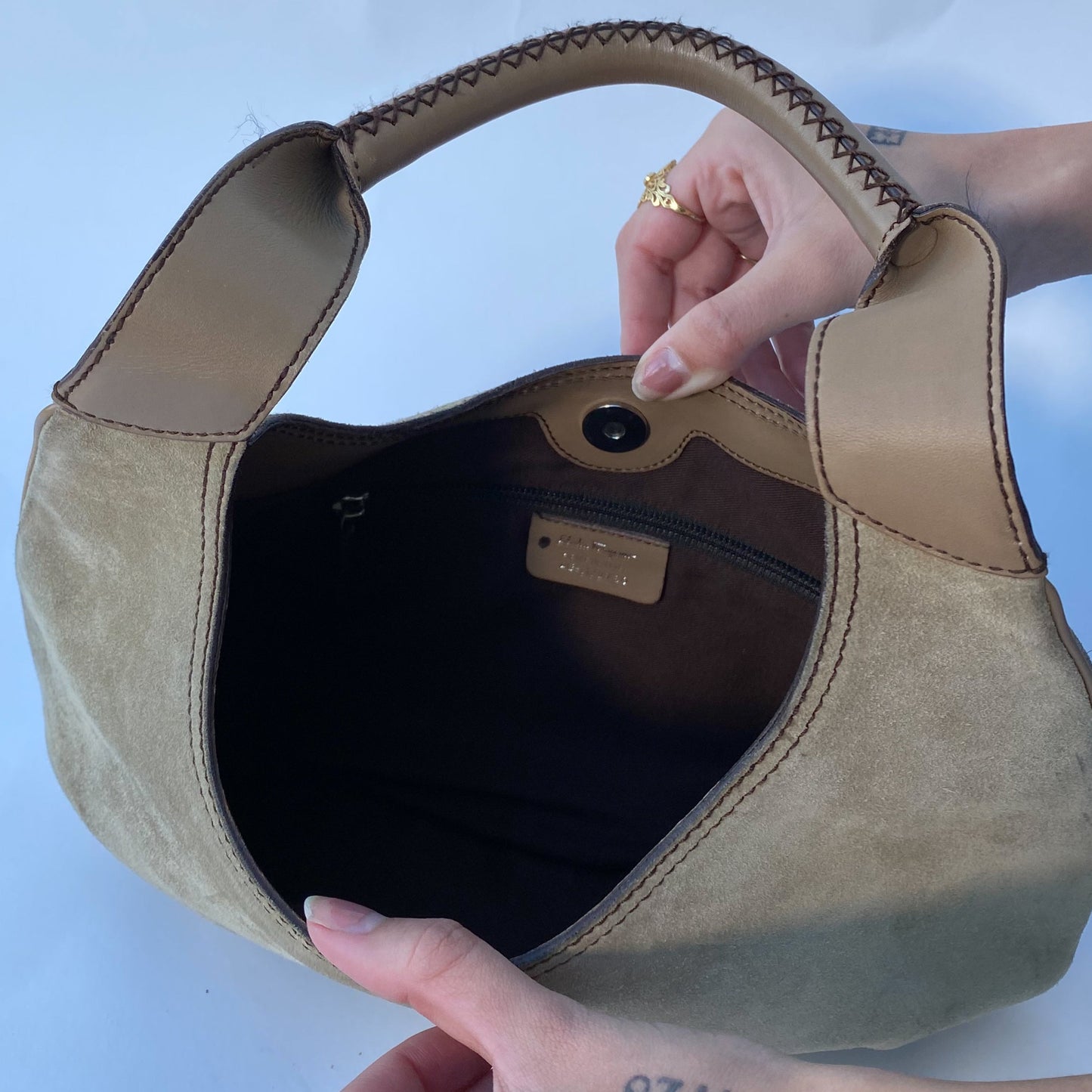 ferragamo suede purse