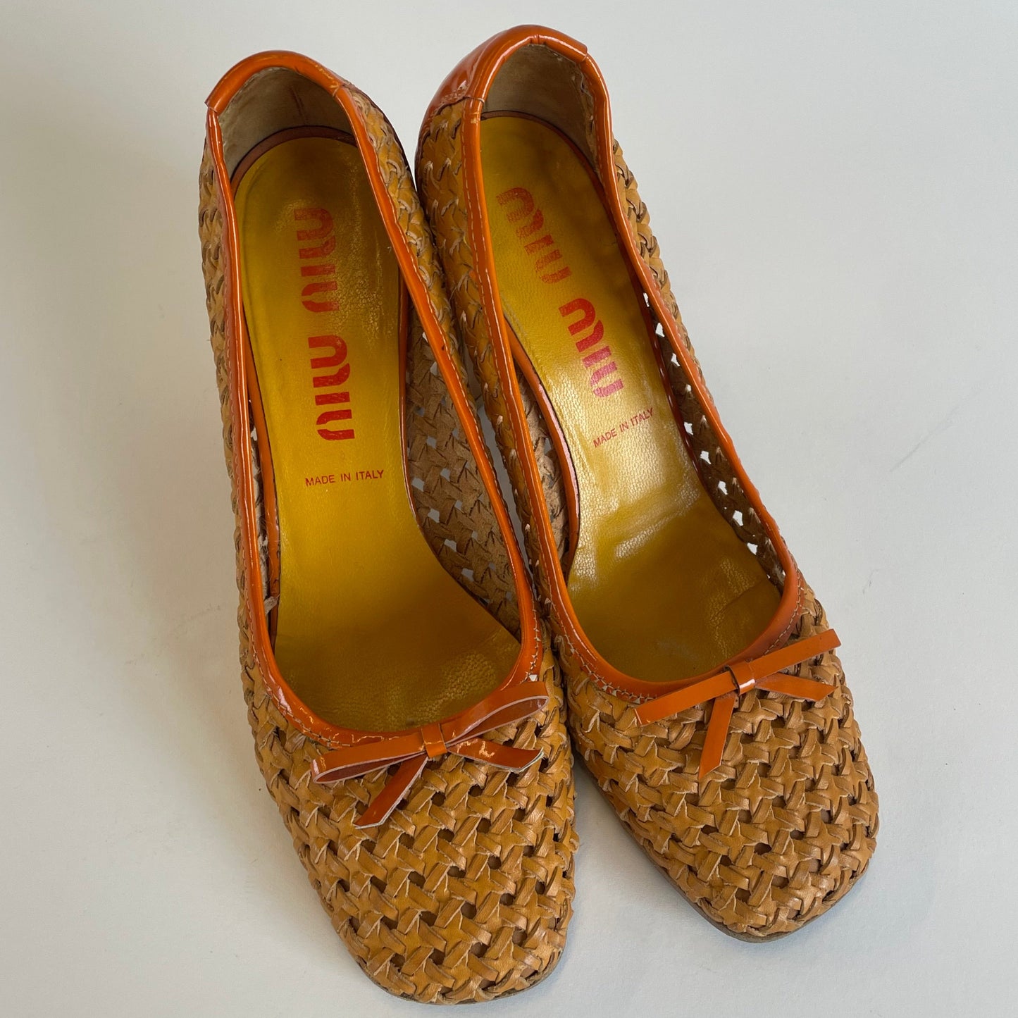 miu miu woven ballet heels