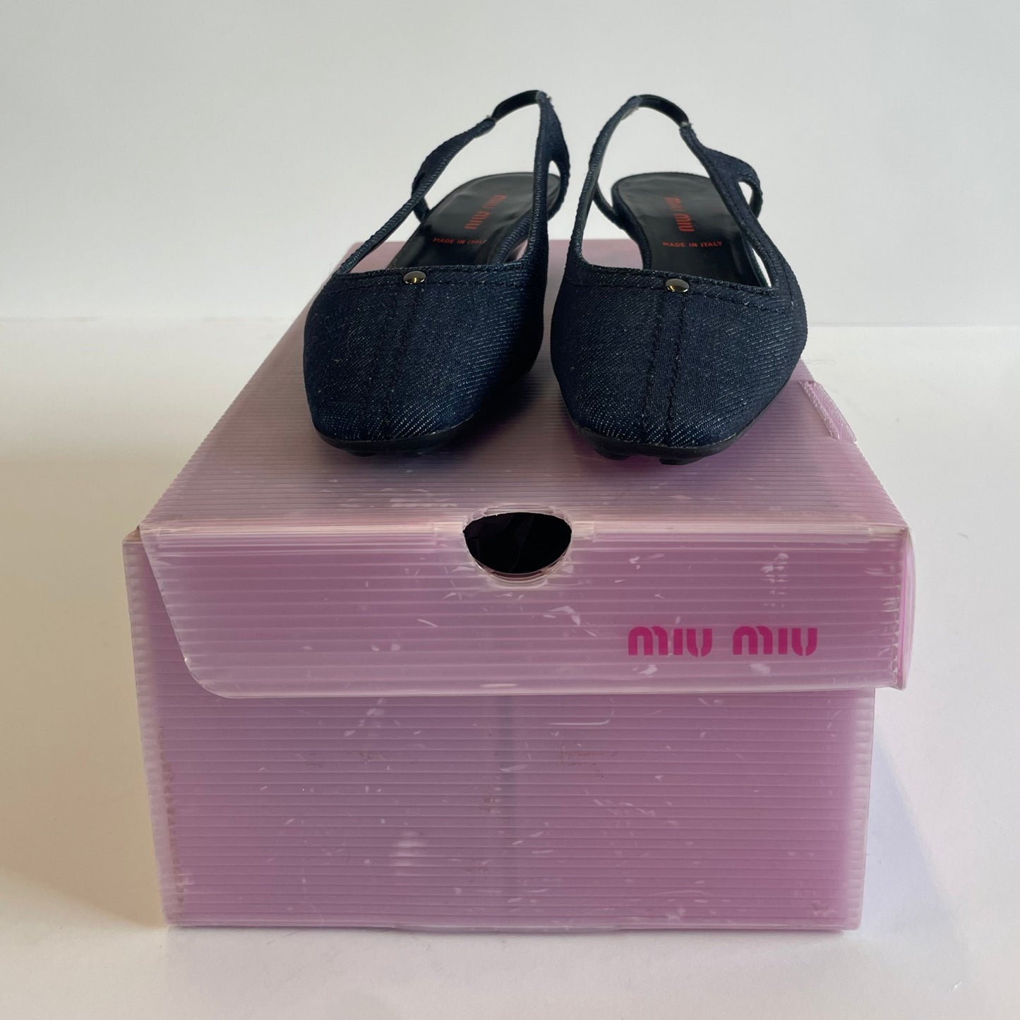 miu miu denim kitten heels