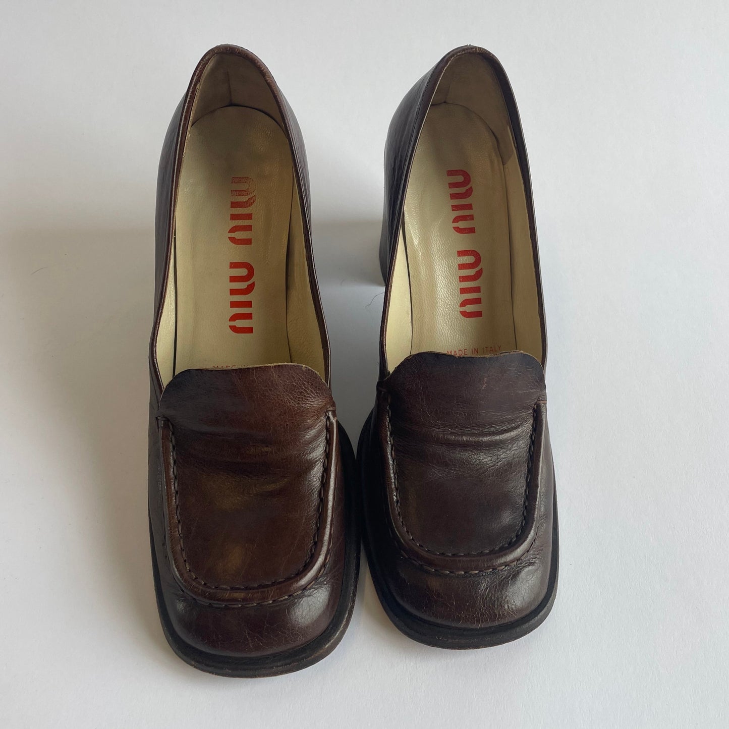 miu miu heeled loafers