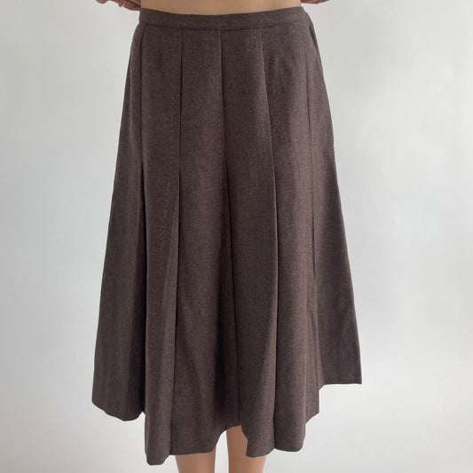 brown wool pleated skirt