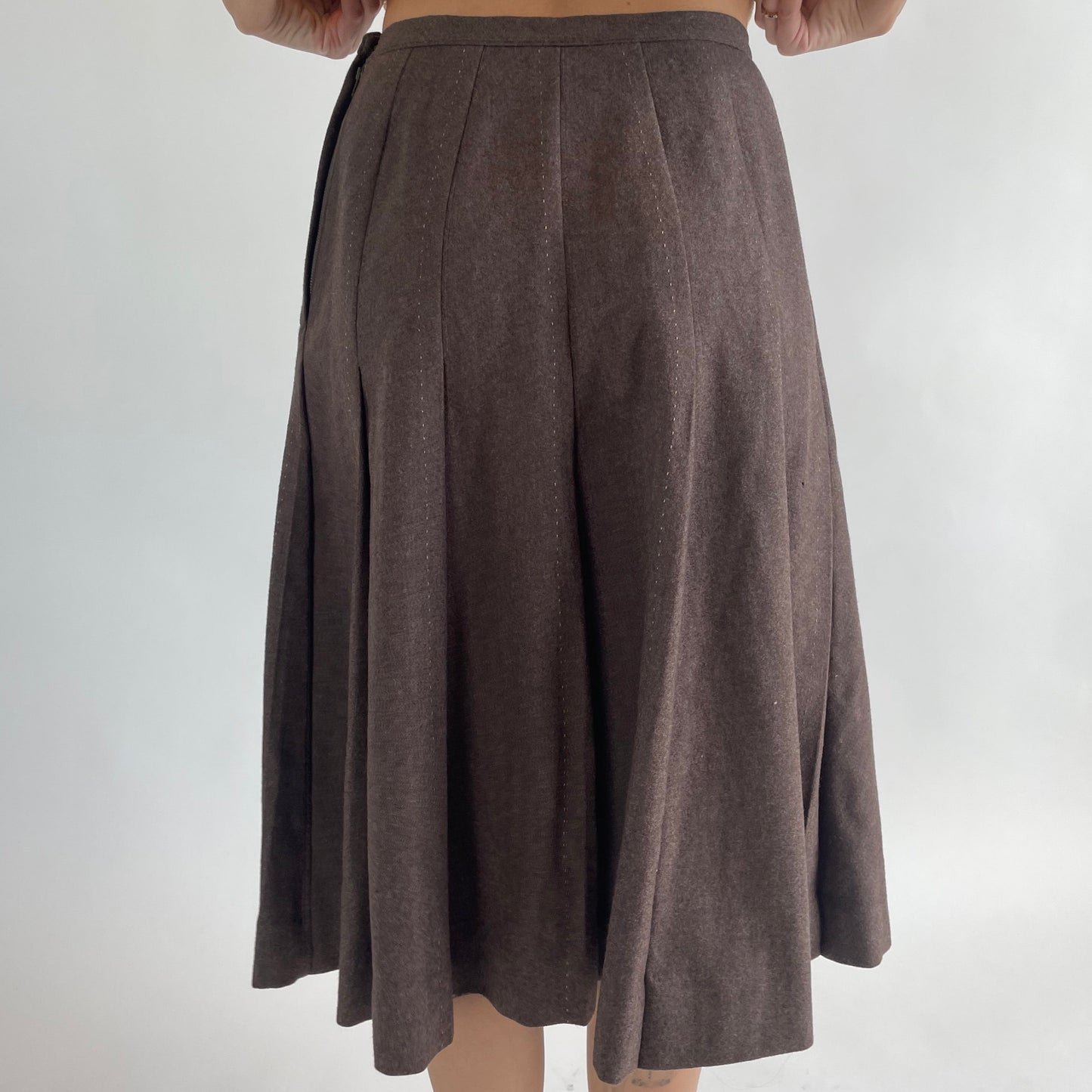 brown wool pleated skirt