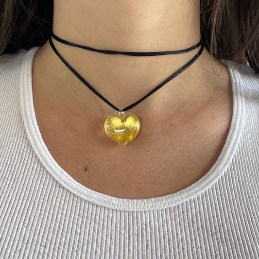gold heart choker