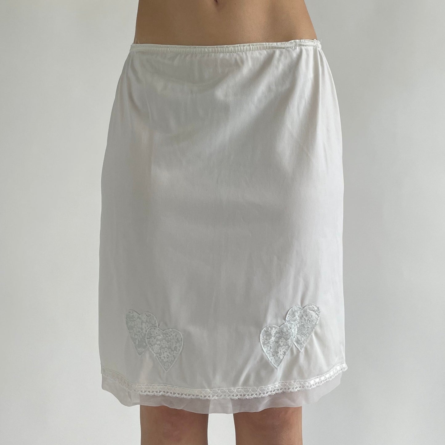 white heart slip skirt