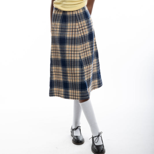 plaid midi skirt