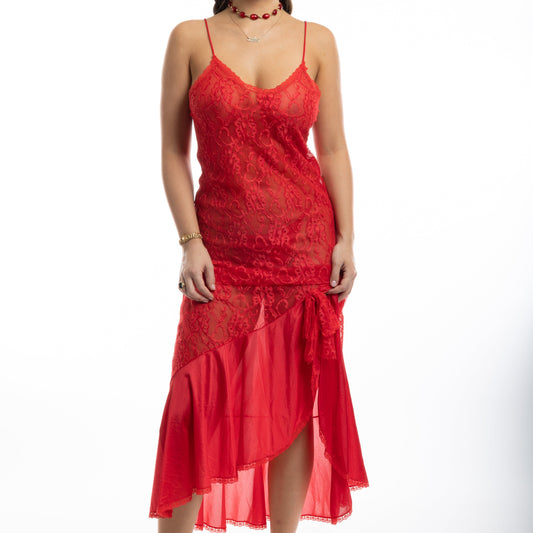 red lace dress
